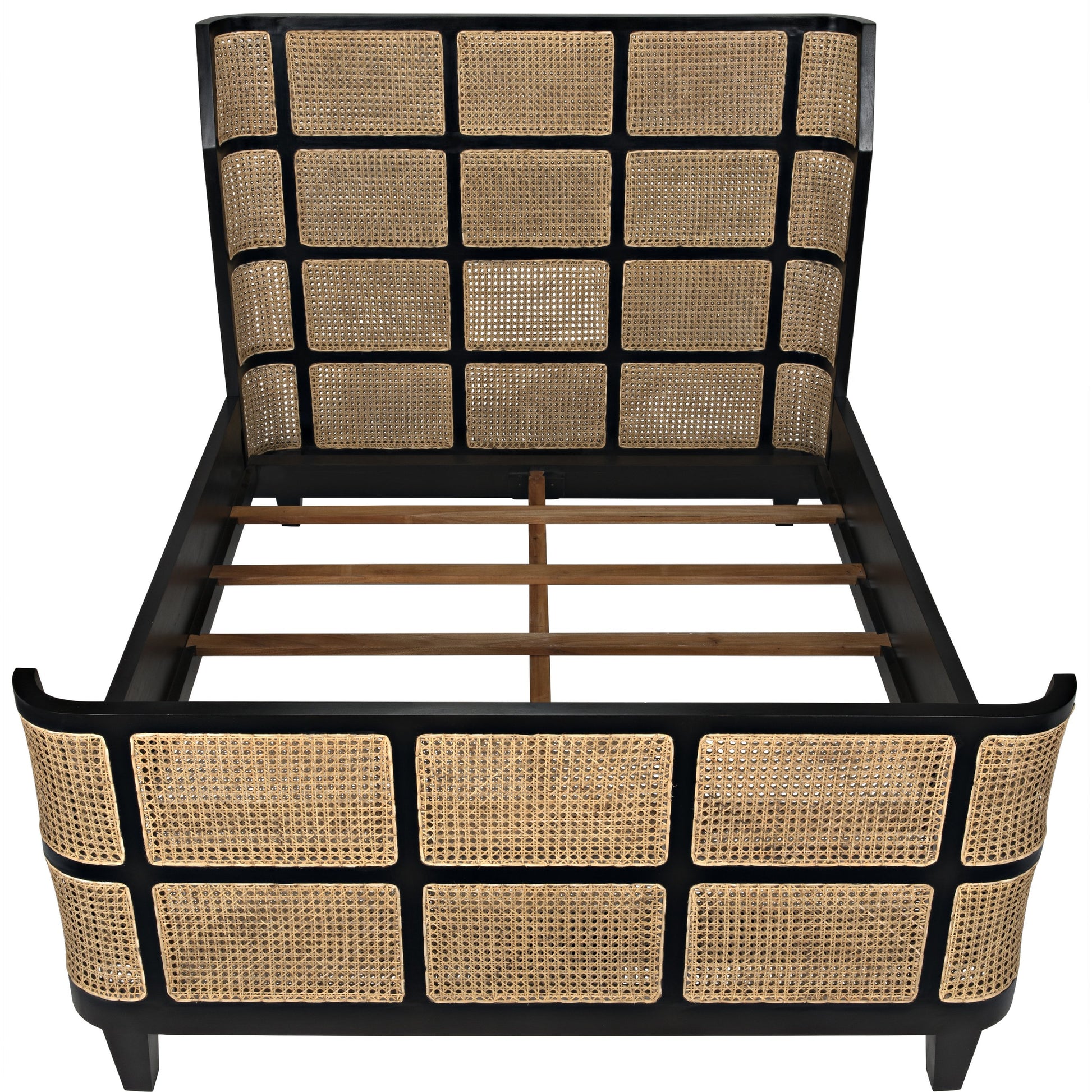 Porto Bed by Noir in hand rubbed black. Made from mahogany in a eclectic & global style.