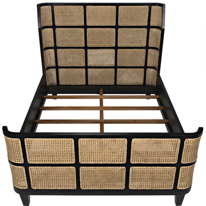 Porto Bed by Noir in hand rubbed black. Made from mahogany in a eclectic & global style.