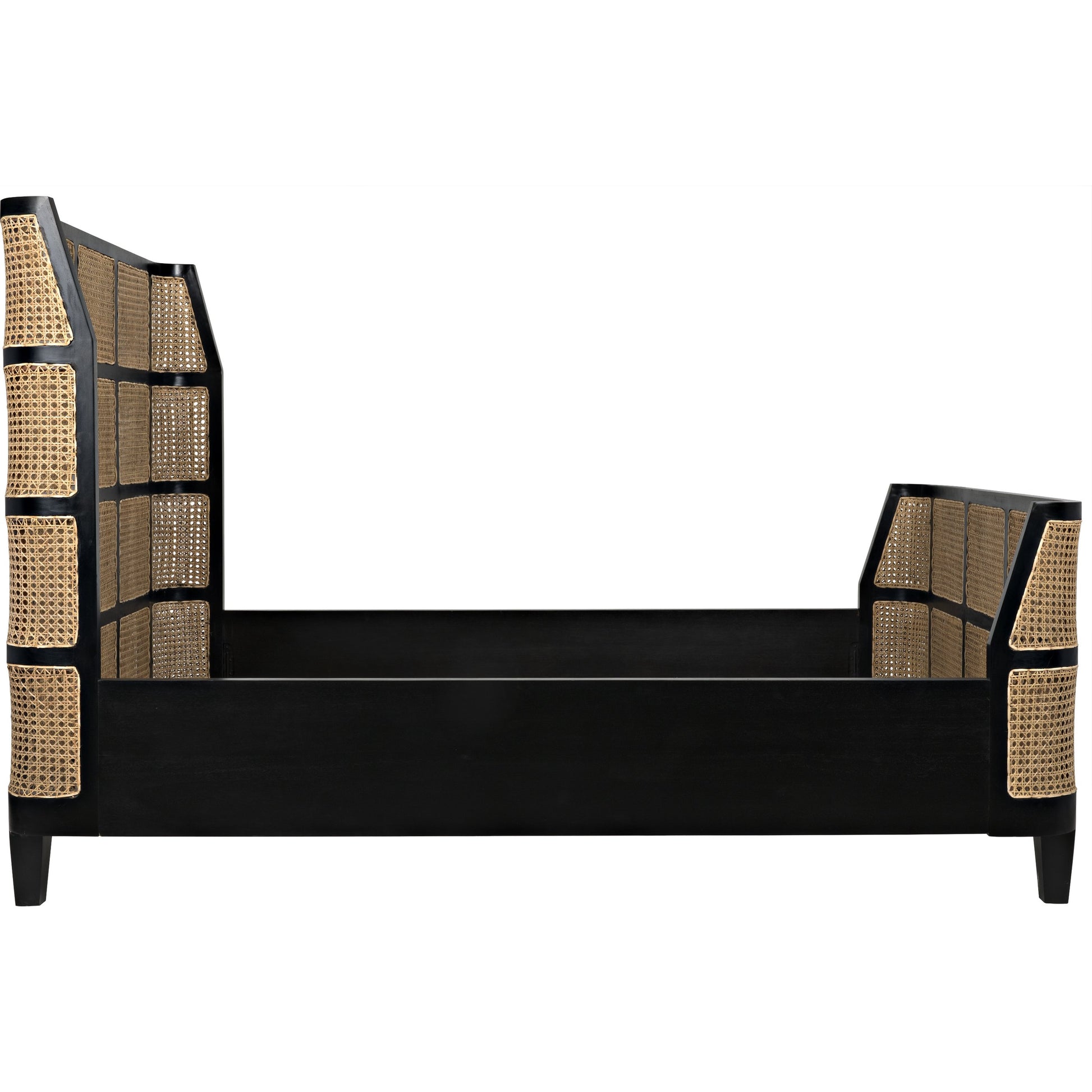 Porto Bed by Noir in hand rubbed black. Made from mahogany in a eclectic & global style.