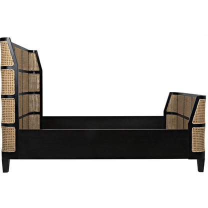 Porto Bed by Noir in hand rubbed black. Made from mahogany in a eclectic & global style.