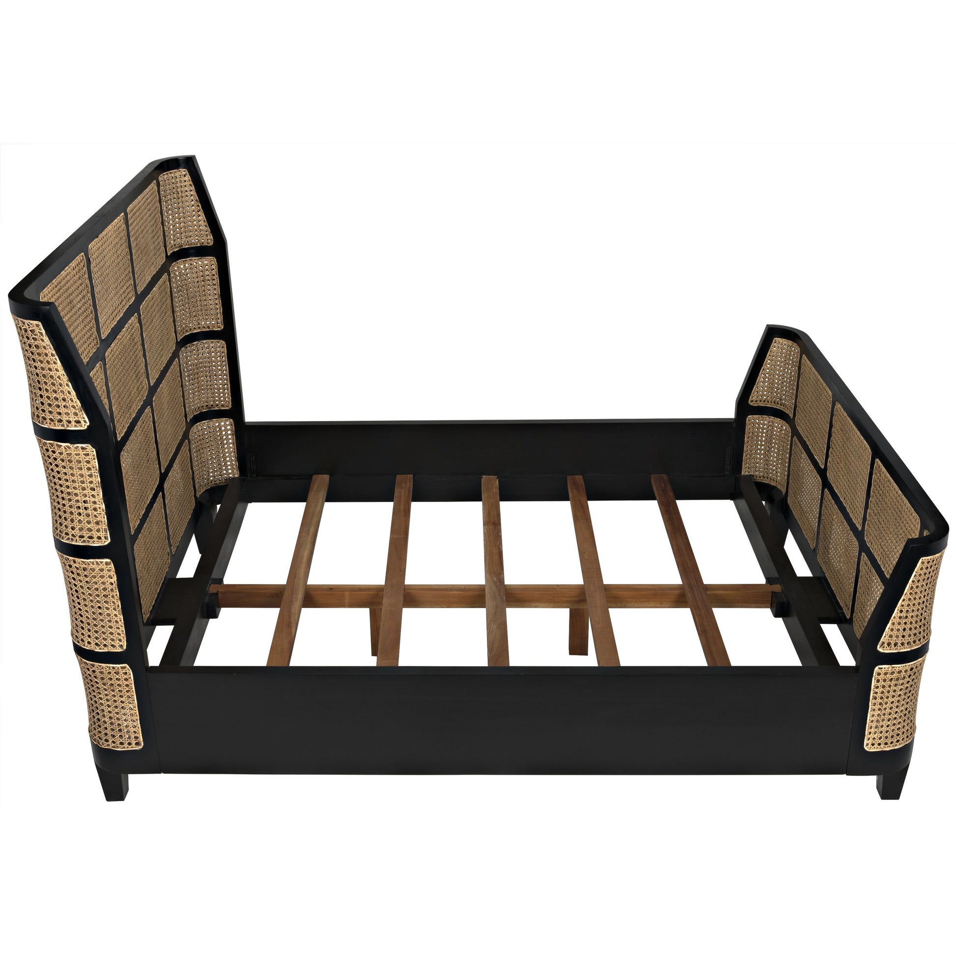 Porto Bed by Noir in hand rubbed black. Made from mahogany in a eclectic & global style.