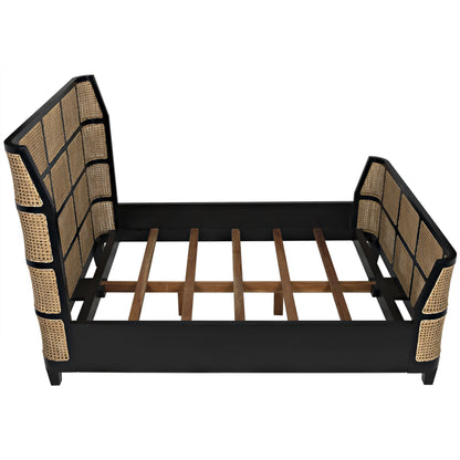 Porto Bed by Noir in hand rubbed black. Made from mahogany in a eclectic & global style.