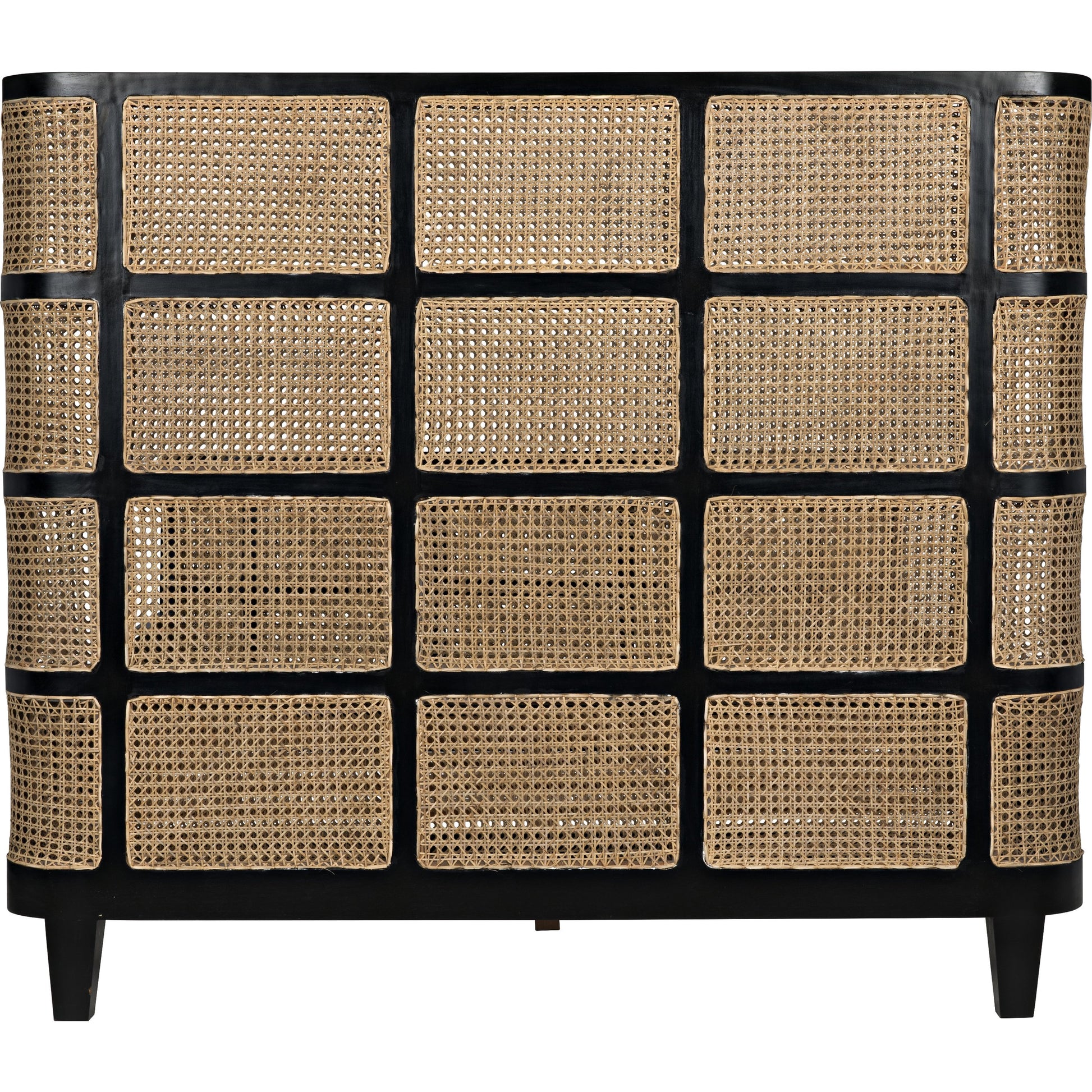 Porto Bed by Noir in hand rubbed black. Made from mahogany in a eclectic & global style.