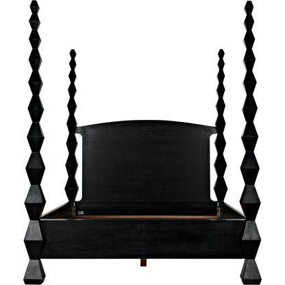 Brancusi Bed by Noir in hand rubbed black. Made from mahogany in a eclectic & global style.