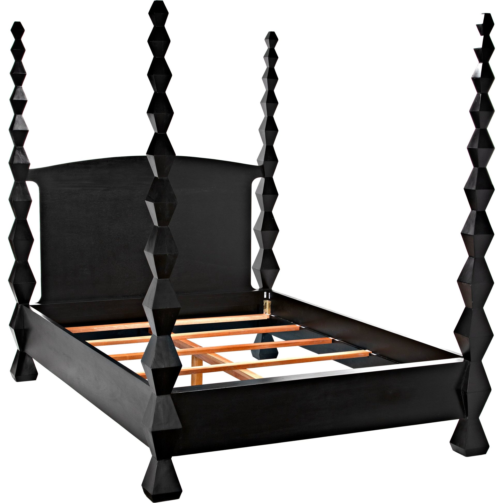Brancusi Bed by Noir in hand rubbed black. Made from mahogany in a eclectic & global style.