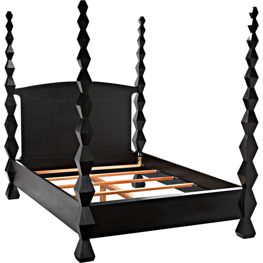 Brancusi Bed by Noir in hand rubbed black. Made from mahogany in a eclectic & global style.