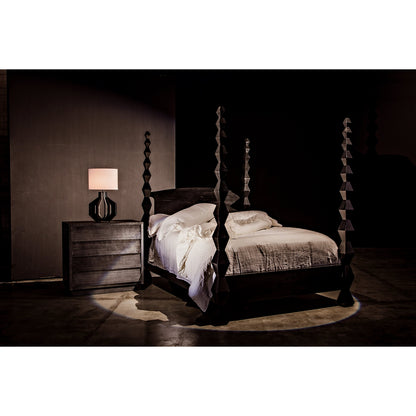 Brancusi Bed by Noir in hand rubbed black. Made from mahogany in a eclectic & global style.