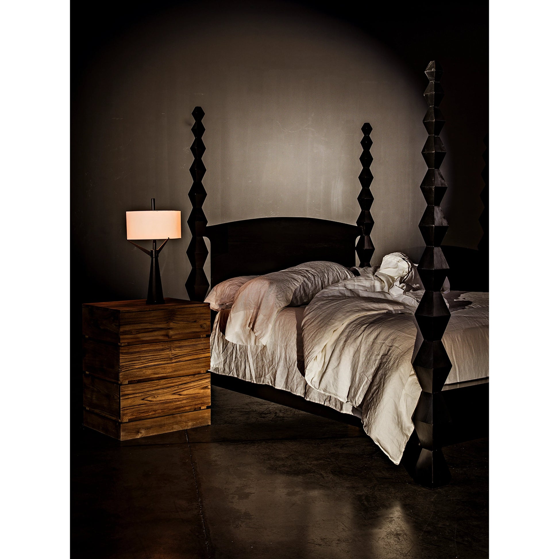 Brancusi Bed by Noir in hand rubbed black. Made from mahogany in a eclectic & global style.