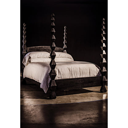 Brancusi Bed by Noir in hand rubbed black. Made from mahogany in a eclectic & global style.