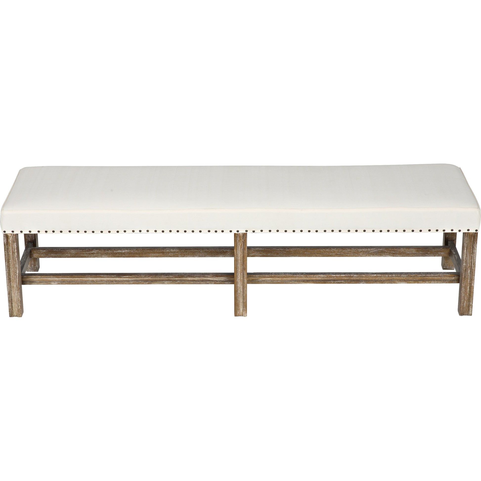 Sweden Bench by Noir in gray wash. Made from mindi in a transitional style.
