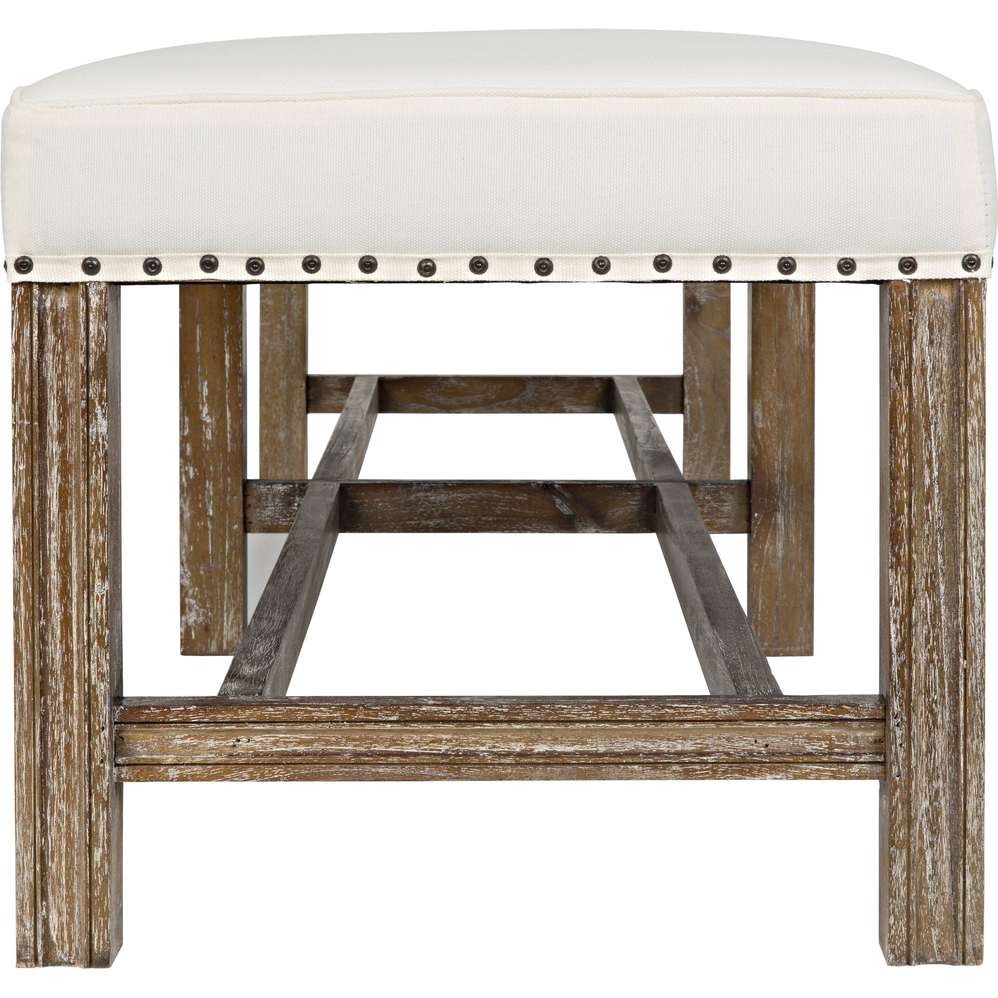 Sweden Bench by Noir in gray wash. Made from mindi in a transitional style.