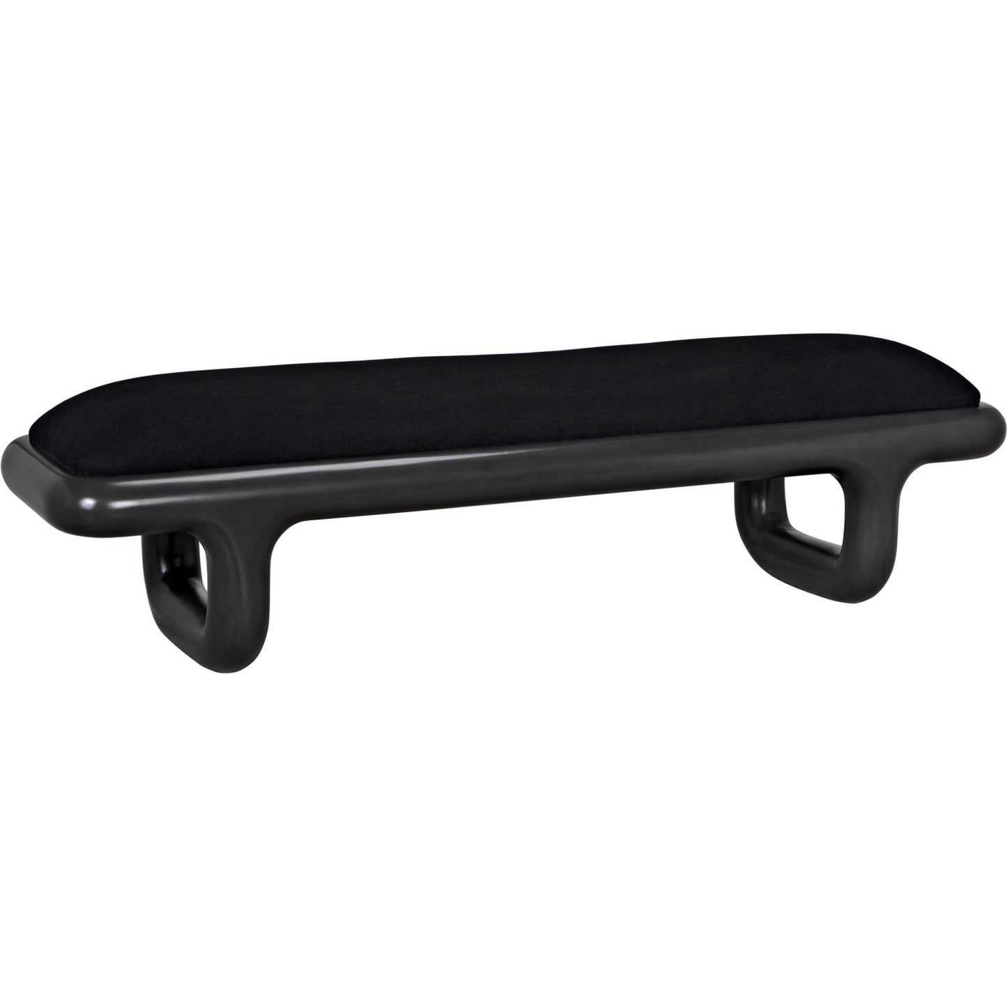 001 SI-1957022 | Primary Silo | Sigmund Bench by Noir in pale. Made from mahogany and black cotton in a modern style.