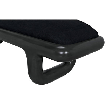 Sigmund Bench by Noir in pale. Made from mahogany and black cotton in a modern style.