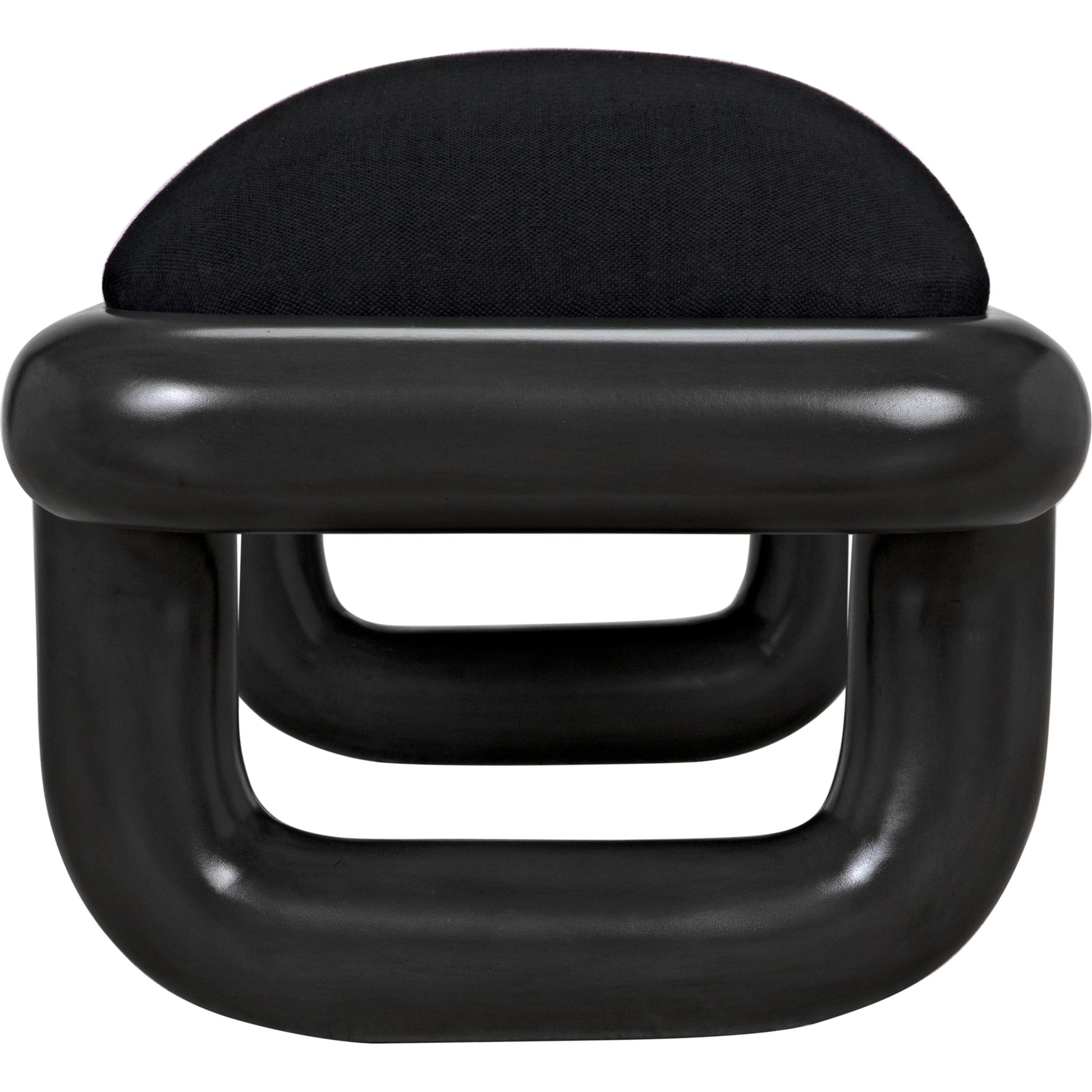 Sigmund Bench by Noir in pale. Made from mahogany and black cotton in a modern style.