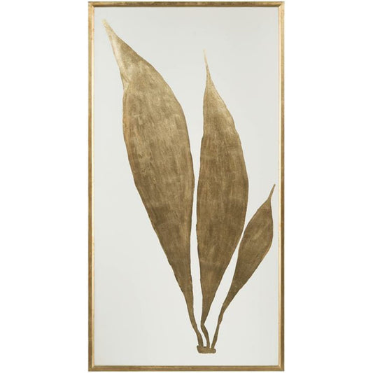 Modern Botany I by John-Richard in gold, white. Made from wood in a modern style.