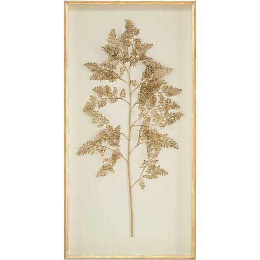 Golden Frond on Ivory II by John-Richard in gold. Made from wood in a transitional style.