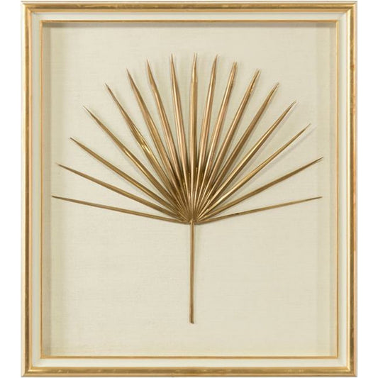Palmetto Frond I by John-Richard in gold, white. Made from wood in a coastal style.