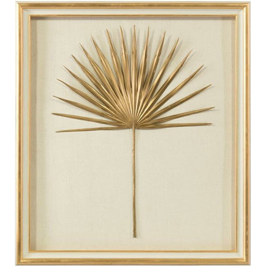Palmetto Frond II by John-Richard in gold, white. Made from wood in a coastal style.