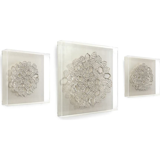 Silver Lace (Set of Three) by John-Richard in silver, white. Made from acrylic in a modern style.