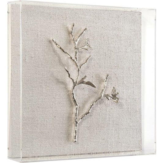 Silver Branches IV by John-Richard in silver, white. Made from acrylic in a transitional style.