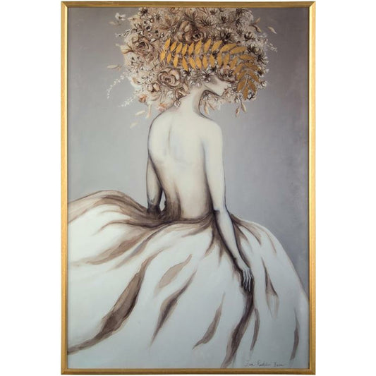 Zana Brown's Shining Mademoiselle I by John-Richard in brown, gold. Made from acrylic in a modern style.