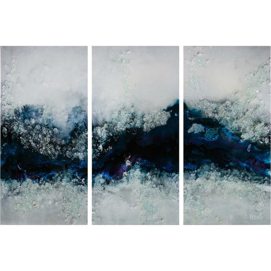Mary Hong's Flowing River Triptych (Set of Three) by John-Richard in natural. Made from glass in a coastal style.