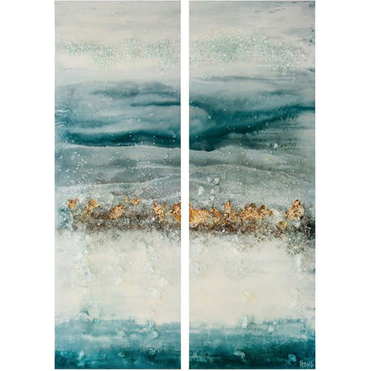 Mary Hong's Rolling Tide (Set of Two) by John-Richard in natural. Made from glass in a coastal style.
