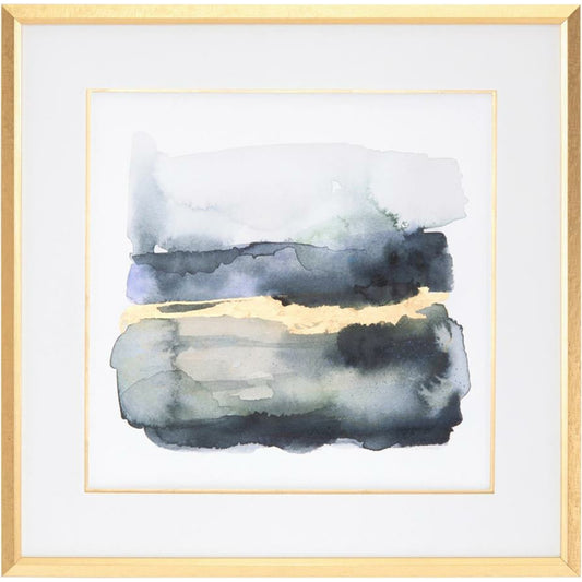 The Golden Indigo I by John-Richard in blue, gold, gray, indigo, white. Made from wood in a modern style.