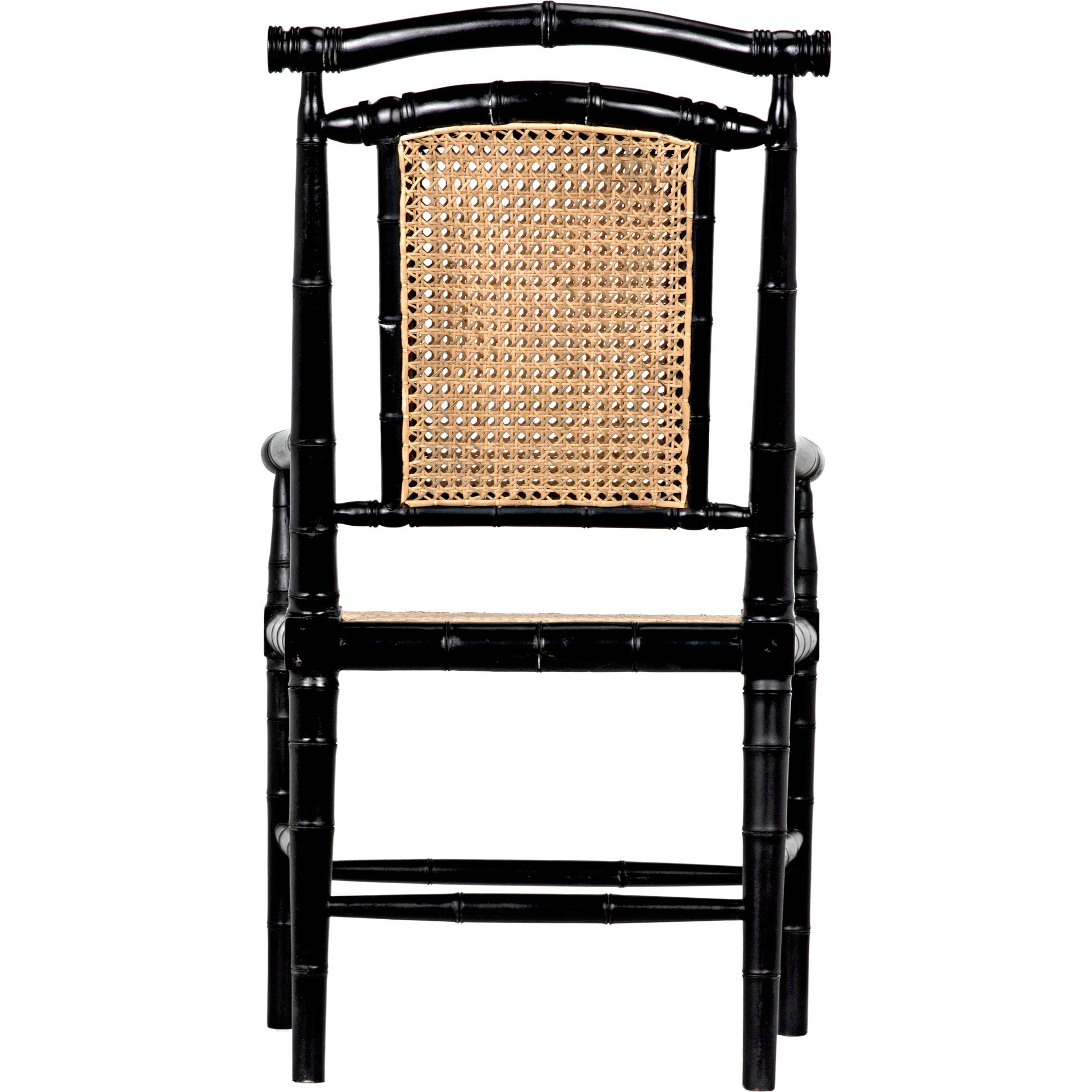 Colonial Bamboo Arm Chair by Noir in hand rubbed black. Made from mahogany in a traditional style.