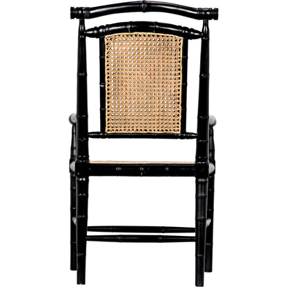 Colonial Bamboo Arm Chair by Noir in hand rubbed black. Made from mahogany in a traditional style.
