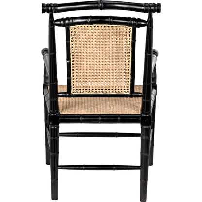 Colonial Bamboo Arm Chair by Noir in hand rubbed black. Made from mahogany in a traditional style.
