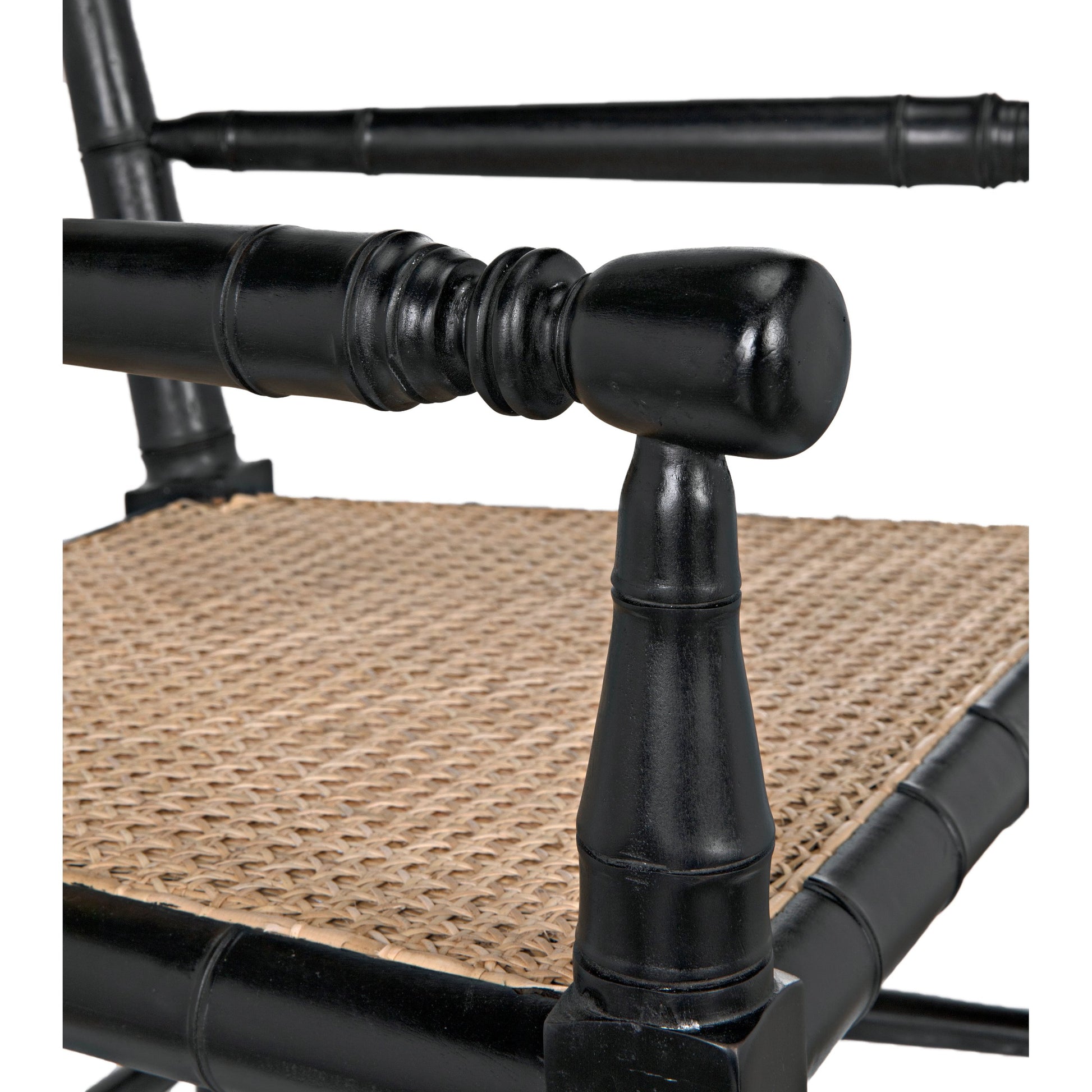 Colonial Bamboo Arm Chair by Noir in hand rubbed black. Made from mahogany in a traditional style.