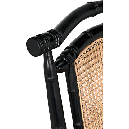 Colonial Bamboo Arm Chair by Noir in hand rubbed black. Made from mahogany in a traditional style.