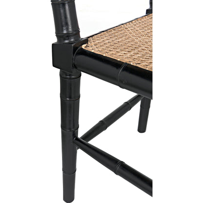 Colonial Bamboo Arm Chair by Noir in hand rubbed black. Made from mahogany in a traditional style.