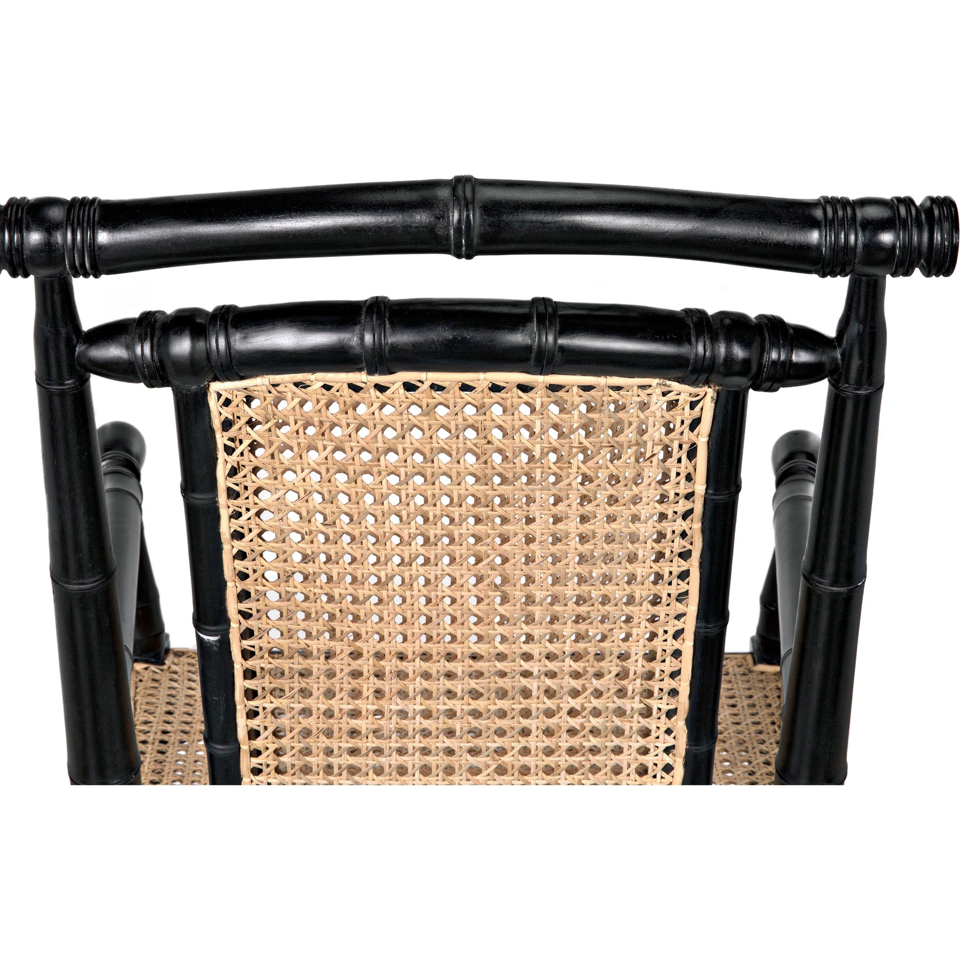 Colonial Bamboo Arm Chair by Noir in hand rubbed black. Made from mahogany in a traditional style.