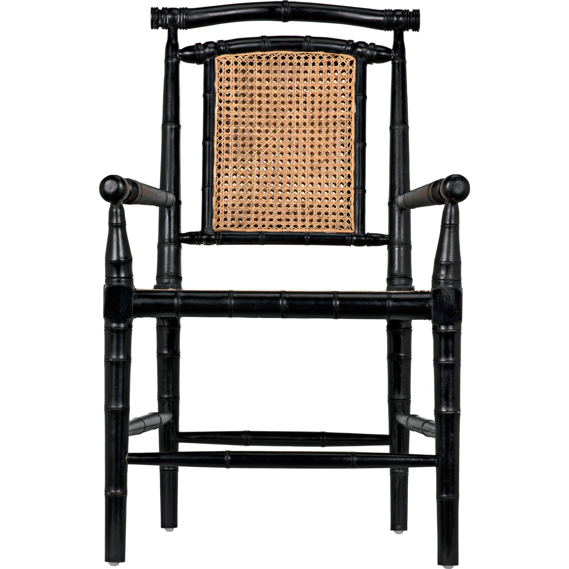 Colonial Bamboo Arm Chair by Noir in hand rubbed black. Made from mahogany in a traditional style.