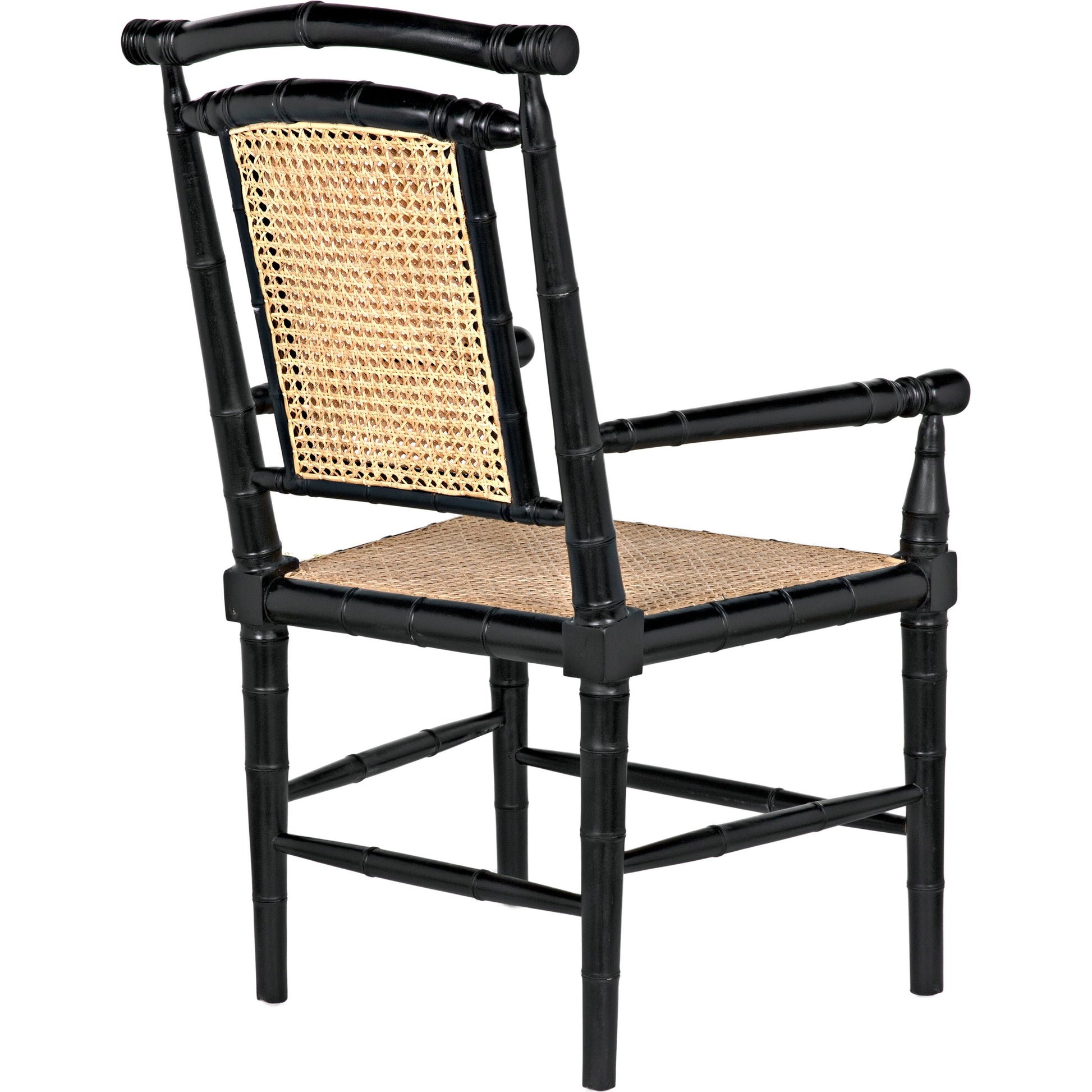Colonial Bamboo Arm Chair by Noir in hand rubbed black. Made from mahogany in a traditional style.