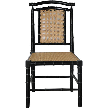 Colonial Bamboo Side Chair by Noir in hand rubbed black. Made from mahogany in a traditional style.