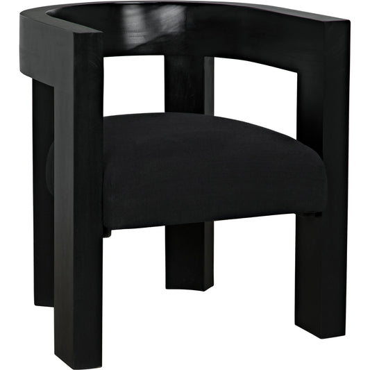 Eros Chair by Noir in hand rubbed black. Made from mahogany and cotton in a modern style.