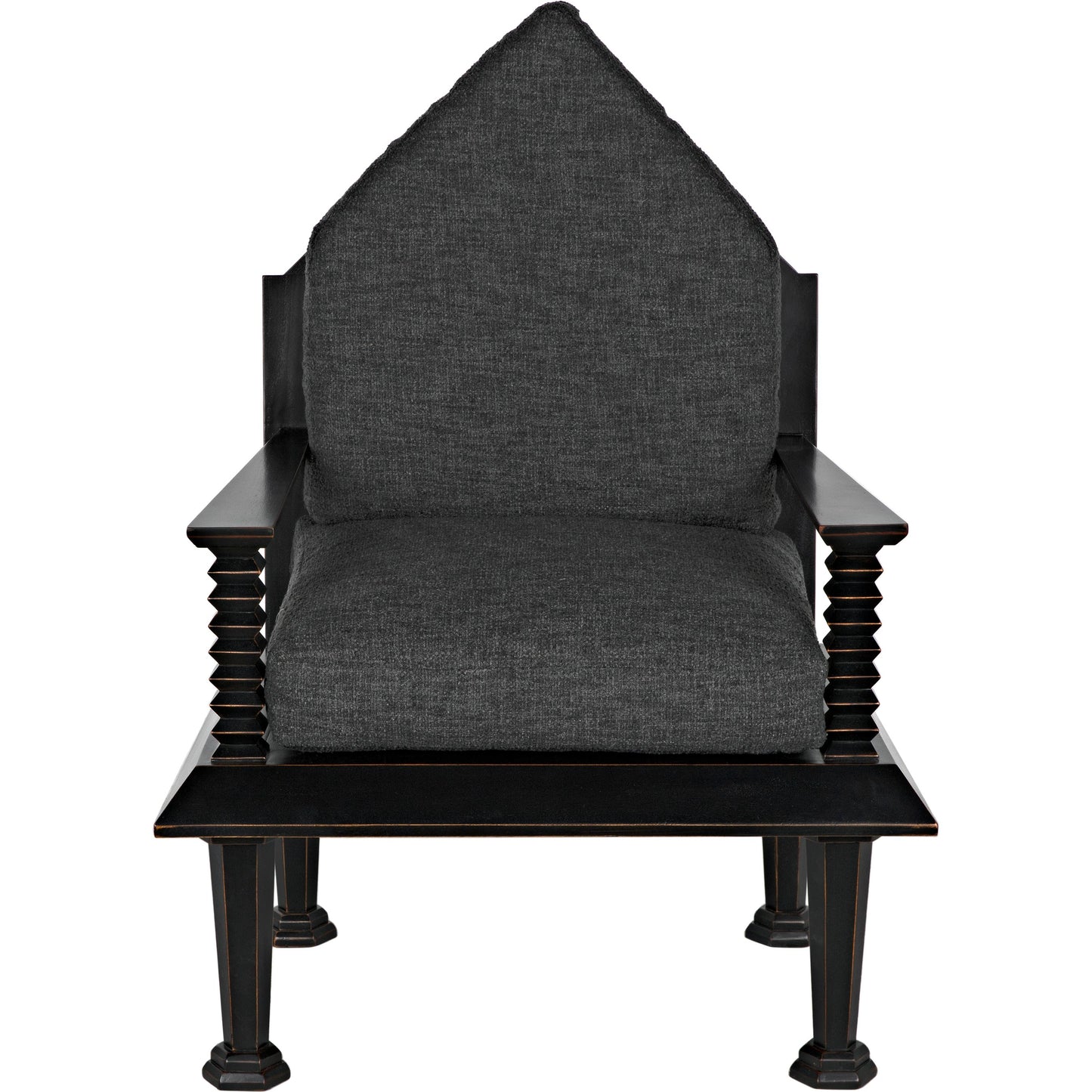 002 SI-1956999 | Additional Silo | Resurrection Chair by Noir in hand rubbed black. Made from mahogany and grey fabric in a traditional style.