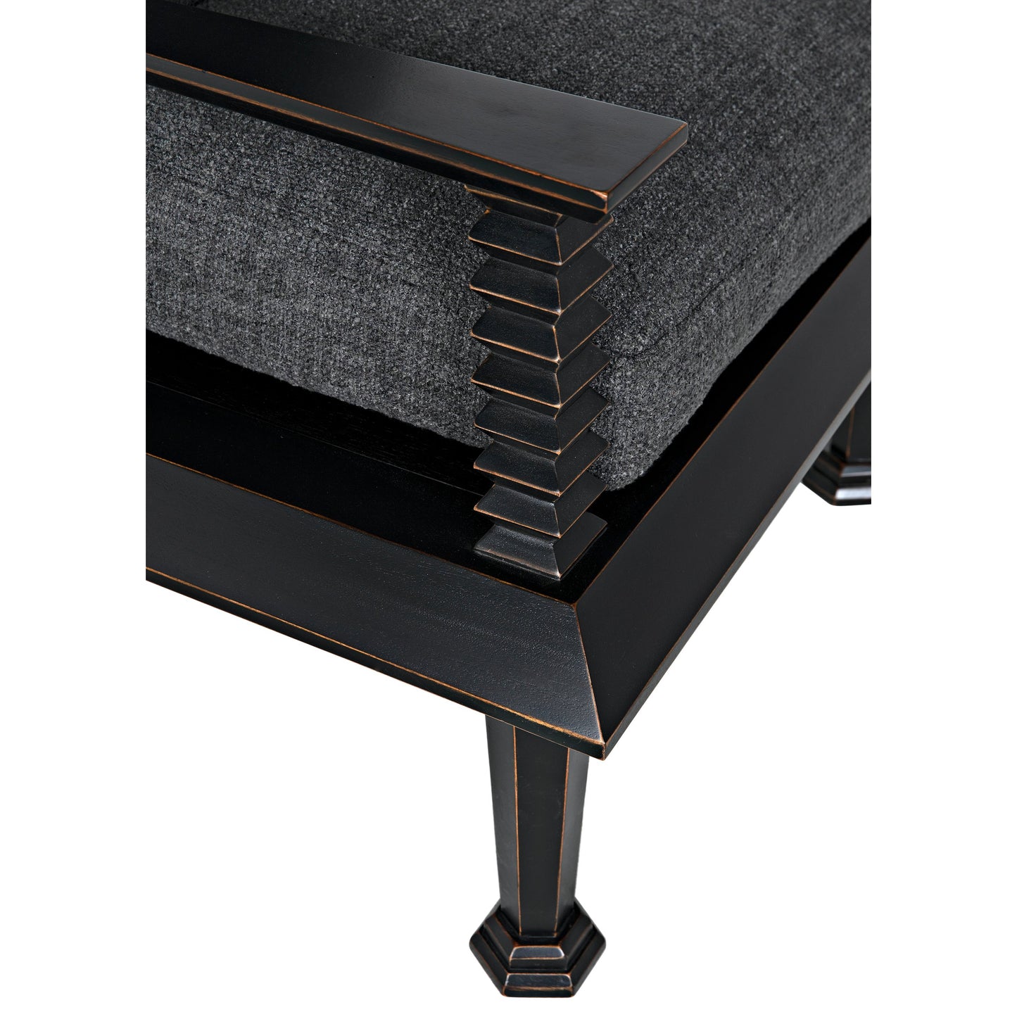 008 SI-1956999 | Additional Silo | Resurrection Chair by Noir in hand rubbed black. Made from mahogany and grey fabric in a traditional style.