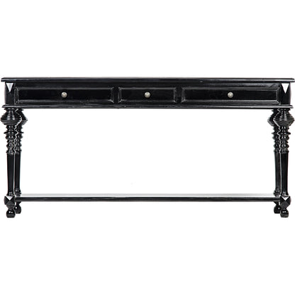 Colonial Sofa Table by Noir in distressed brown. Made from birch in a traditional style.