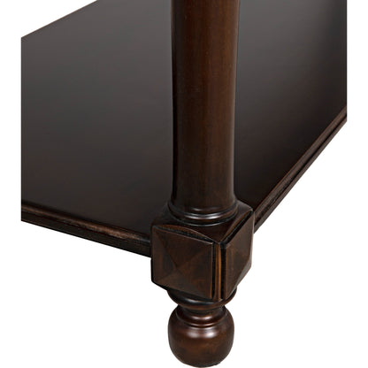 Colonial Sofa Table by Noir in distressed brown. Made from birch in a traditional style.