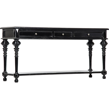 Colonial Sofa Table by Noir in distressed brown. Made from birch in a traditional style.