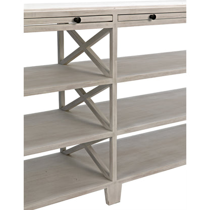 Sutton Console by Noir in white wash. Made from mahogany in a transitional style.