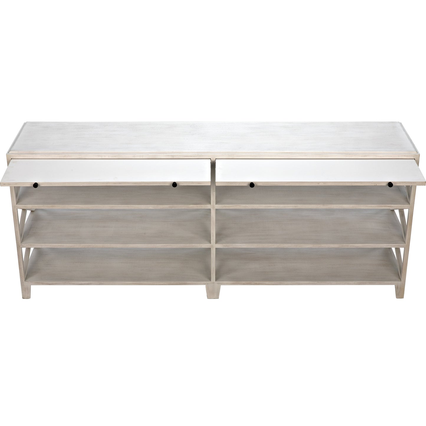 020 SR-888781 | Primary Silo | Sutton Console by Noir in white wash. Made from mahogany in a transitional style.