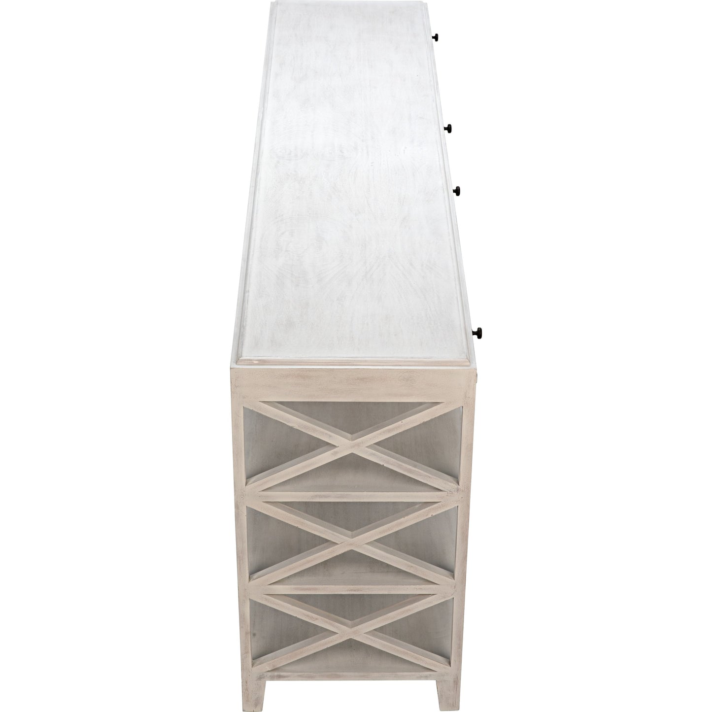 021 SR-888781 | Additional Silo | Sutton Console by Noir in white wash. Made from mahogany in a transitional style.