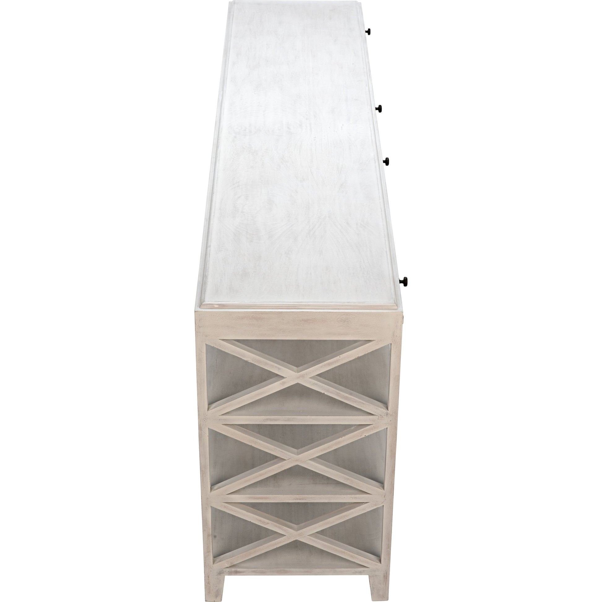 Sutton Console by Noir in white wash. Made from mahogany in a transitional style.