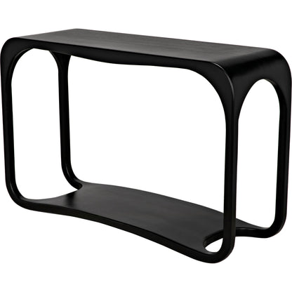 Milena Console by Noir in hand rubbed black. Made from mahogany in a modern style.