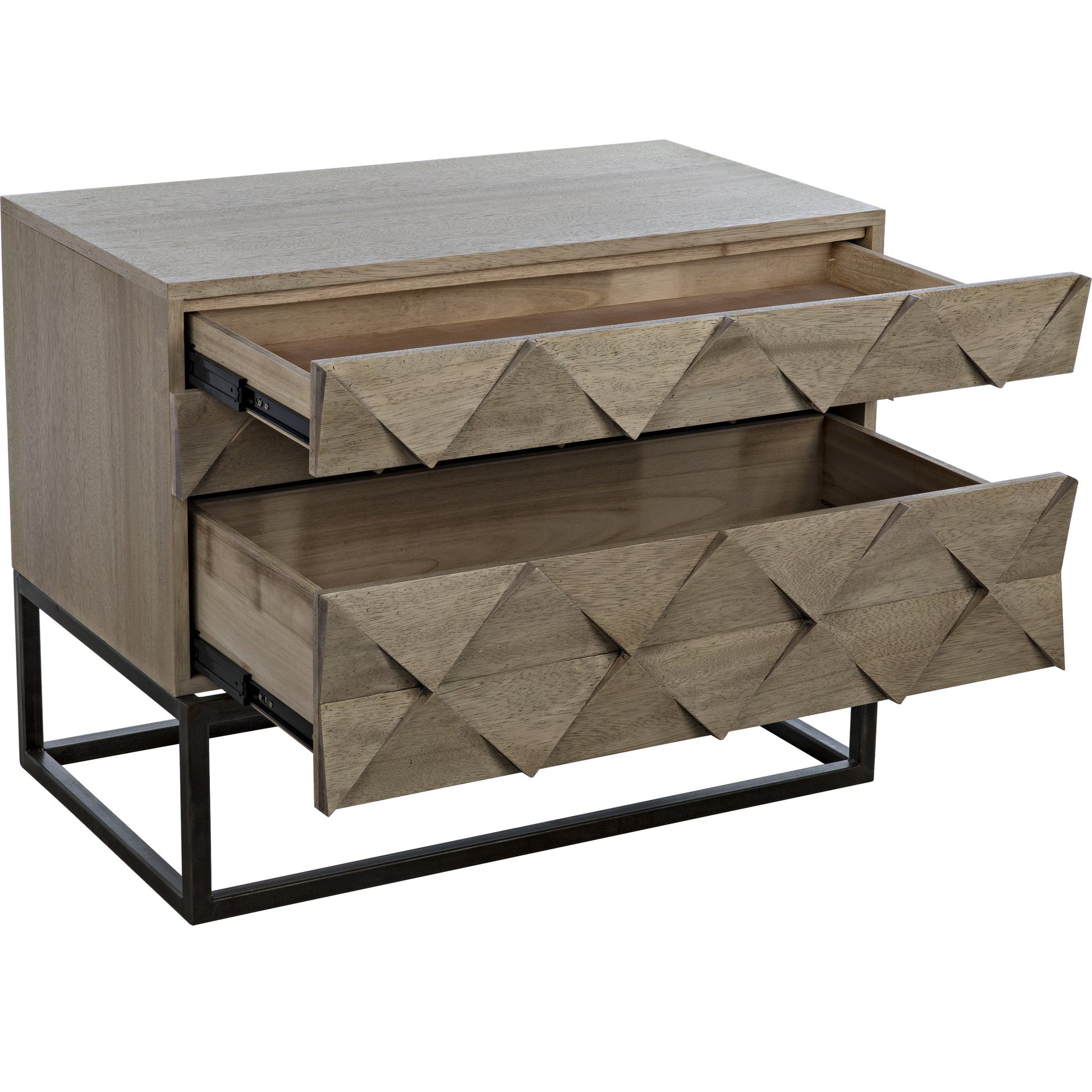 Draco Sideboard with Metal Stand by Noir in washed walnut. Made from walnut in a eclectic & global style.